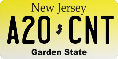 NJ license plate A20CNT