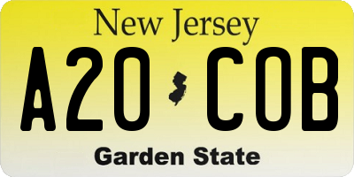NJ license plate A20COB
