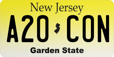 NJ license plate A20CON