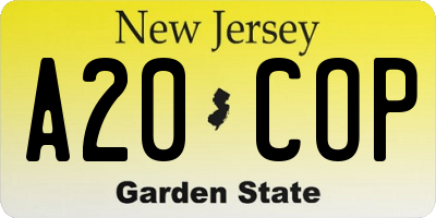 NJ license plate A20COP