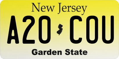 NJ license plate A20COU