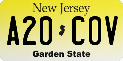 NJ license plate A20COV