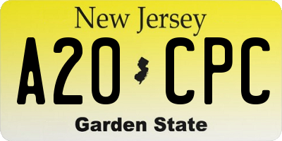 NJ license plate A20CPC