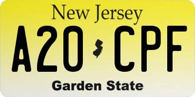 NJ license plate A20CPF