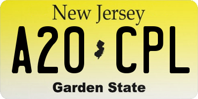 NJ license plate A20CPL
