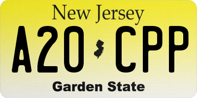 NJ license plate A20CPP