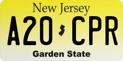 NJ license plate A20CPR