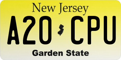 NJ license plate A20CPU