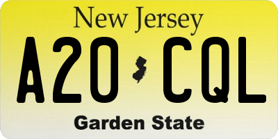 NJ license plate A20CQL