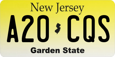 NJ license plate A20CQS