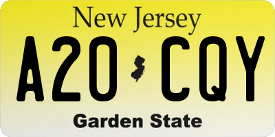 NJ license plate A20CQY
