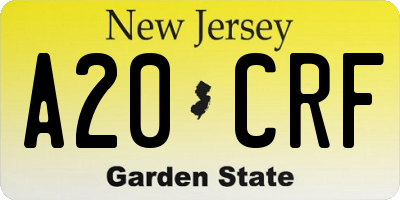 NJ license plate A20CRF