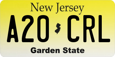NJ license plate A20CRL
