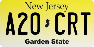 NJ license plate A20CRT