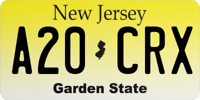 NJ license plate A20CRX