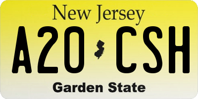 NJ license plate A20CSH