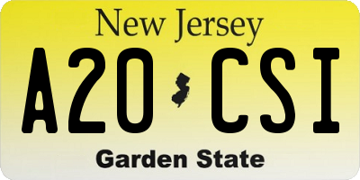 NJ license plate A20CSI