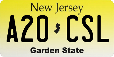 NJ license plate A20CSL