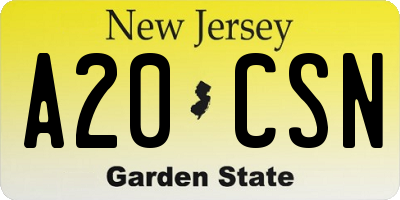 NJ license plate A20CSN