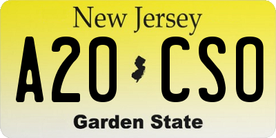 NJ license plate A20CSO
