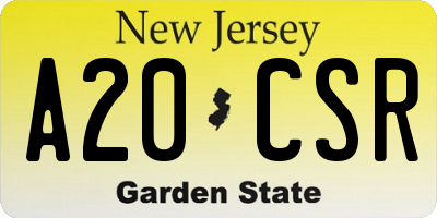 NJ license plate A20CSR