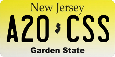 NJ license plate A20CSS