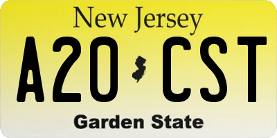 NJ license plate A20CST