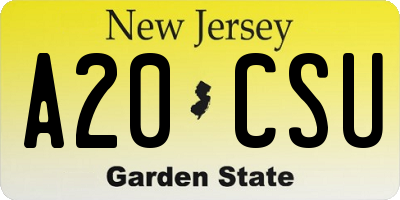 NJ license plate A20CSU