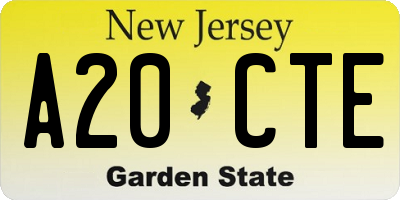 NJ license plate A20CTE