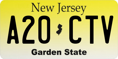 NJ license plate A20CTV
