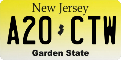 NJ license plate A20CTW