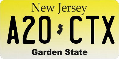 NJ license plate A20CTX