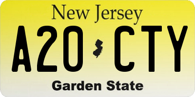 NJ license plate A20CTY