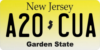 NJ license plate A20CUA