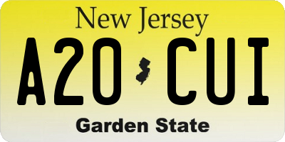 NJ license plate A20CUI