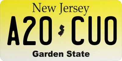 NJ license plate A20CUO