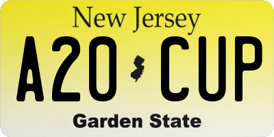 NJ license plate A20CUP
