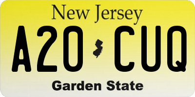 NJ license plate A20CUQ