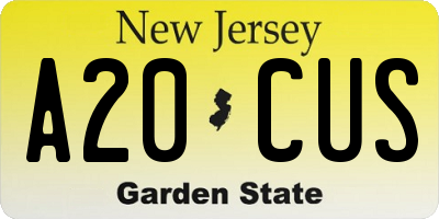 NJ license plate A20CUS