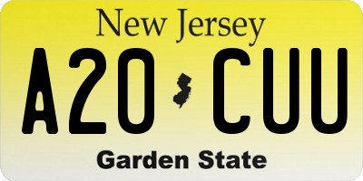 NJ license plate A20CUU