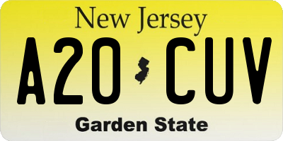 NJ license plate A20CUV