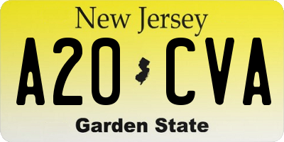 NJ license plate A20CVA