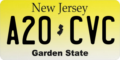 NJ license plate A20CVC