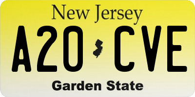 NJ license plate A20CVE