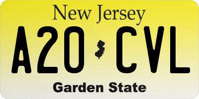 NJ license plate A20CVL