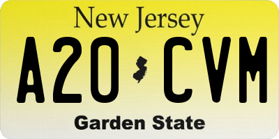 NJ license plate A20CVM