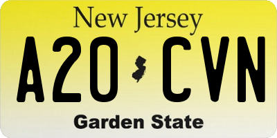NJ license plate A20CVN