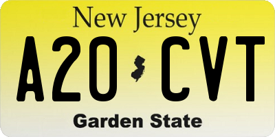 NJ license plate A20CVT