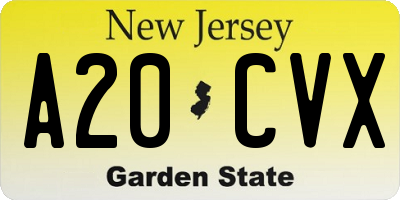 NJ license plate A20CVX