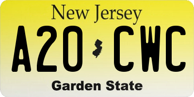 NJ license plate A20CWC